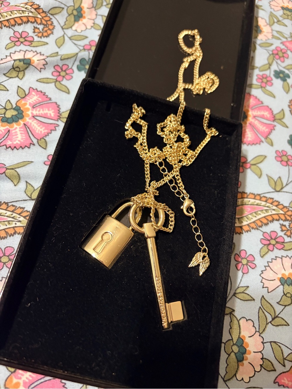 Victorias Secret Gold Padlock and Key Pendant Necklace - Women's Accessories